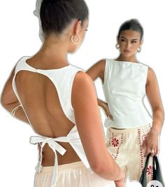 White Backless Top, Tailored Clothes, Backless Top, Top Sewing Pattern, Hoi An, Loungewear Sets, Woven Top, Buy Now Pay Later, Party Tops