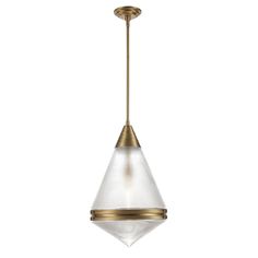 an antique brass and clear glass pendant light