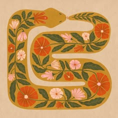 an image of a snake with flowers on it