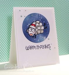 a card with a sheep on it and the words warm throughs written in black ink