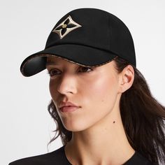 LOUIS VUITTON® - Lv Day Cap - Black Lv Winter Hat, Designer Black Baseball Cap With Curved Brim, Luxury Black Cap, Luxury Adjustable Baseball Cap With Curved Visor, Luxury Black Adjustable Hats, Luxury Adjustable Baseball Cap With Short Brim, Louis Vuitton Hat, Cap Collection, Embroidered Monogram