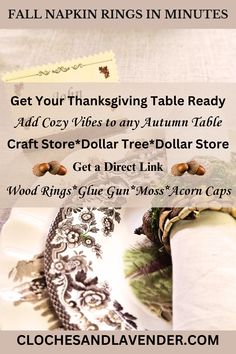 DIY Thanksgiving Napkin Rings and Place Card Cinnamon Sticks Thanksgiving Napkin Rings, Notes Diy, Fall Napkins, Napkin Rings Diy, Diy Napkins, Diy Thanksgiving, Dining Table Centerpiece, Autumn Table