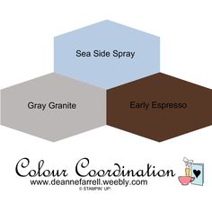 the color scheme for gray granite, earth espresso, and sea side spray