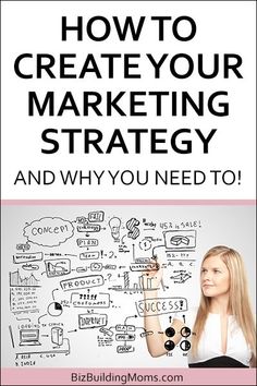 a woman writing on a whiteboard with the words how to create your marketing strategy and why you need to