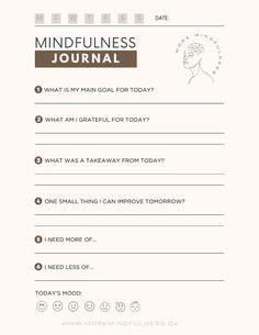 the mindfulness journal is shown with information about what to do and how to use it