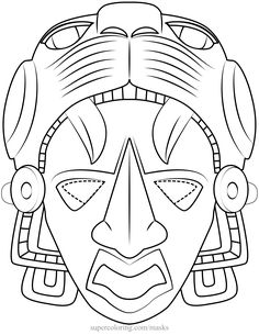 an african mask is shown in black and white