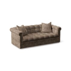 an image of a couch with pillows on the top and bottom part of it,