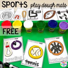 sports themed play dough mats with free printables for kids to use on the tray