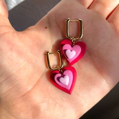 Red, pink polymer clay handmade earrings Barbie Inspired Polymer Clay Earrings, Rose Latte, Valentine Earrings, Earrings Diy Handmade, Clay Keychain, Polymer Clay Flower Jewelry, Handmade Clay Jewelry, Polymer Clay Diy