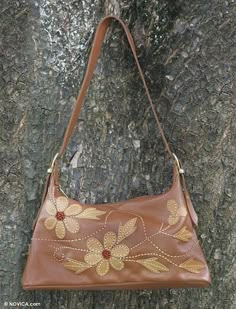 Embroidered Brown Hobo Shoulder Bag, Brown Embroidered Hobo Shoulder Bag, Embroidered Brown Tote Hobo Bag, Embroidered Brown Hobo Tote Bag, Embroidered Brown Hobo Bag, Embroidered Brown Crossbody Shoulder Bag, Brown Embroidered Crossbody Shoulder Bag, Daily Use Brown Embroidered Hobo Bag, Brown Embroidered Satchel For Travel