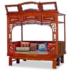 Antique Ci Xi Chinese Canopy Bed Castle Environment, Cottagecore Interior Design, Framed Bed, Chinese Bedroom, Chinese Frame, All Wood Furniture, Chinoiserie Room, Queen Size Bed Sets, Floral Prints Fashion