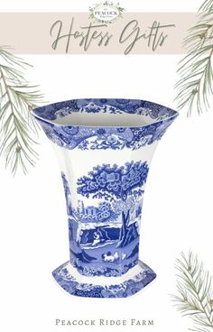 Show your appreciation for your hostess this holiday season! Find unique gifts that reflect warmth & thoughtfulness with our Hostess Gift Guide. Get inspired and discover just how easy it can be to choose meaningful gifts throughout this holiday season.

This stunning Spode Blue Italian Fine Porcelain Vase would surely be a hit at your next holiday party.  The hostess would love this as a gift filled with holiday greenery. Hexagonal Vase, Spode Blue Italian, Italian Dinnerware, Elegant Dinner Party, Italian Table, Blue And White Vase, Porcelain Eggs, White Vase, Elegant Dinner