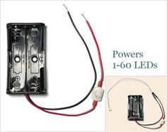 two batteries with wires connected to each other and the words powers 1 - 60 leds above them