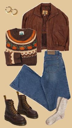 #autumn #autumnaesthetic #aesthetic #fall #fallaesthetic #outfit #fit #clothes 70s Fall Outfits, Outfit 2000, Autumn Aesthetic Outfit, Outfits 2000s, Slay Outfits, Fit Clothes, Uni Outfits, Outfit Collage, Aesthetic Fits