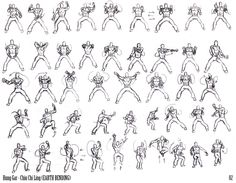 an image of various poses and gestures for the character in this video game, which appears to be drawn by hand