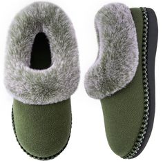 PRICES MAY VARY. COZY & STYLISH: Fuzzy faux fur covers your ankle for extra warmth. Chic lace trim and classic color make these house shoes more delicate and elegant SUPER WARM: With thick tweed upper and soft faux fleece lining that insulate your entire foot from heel to toe, you can conquer the cold this winter whether wearing socks or bare foot VERSATILE OUTSOLE: The durable rubber sole with newly designed tread makes this slipper versatile for indoor and outdoor use, so you can step anywhere Bootie Slippers, Best Wraps, Wool Slippers, Warm Slippers, House Shoes, Day Work, Soft Pillows, Fur Collars, Chic Design