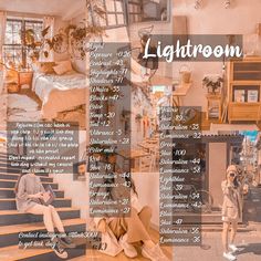 a collage of photos with the words lightroom written in english and french on them