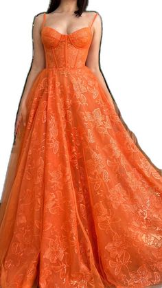 A-line Tulle Gown For Gala, Tulle A-line Gown For Gala, Orange Tulle Party Dress, Orange Tulle Dress For Party, Orange Maxi Dress For Wedding, Orange Floor-length Gown For Gala, Orange Maxi Length Wedding Dress, Orange Maxi Length Dress For Wedding, Elegant Orange Gown With Fitted Bodice