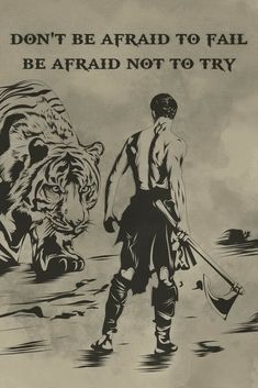 a black and white drawing of a man standing next to a tiger