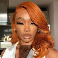 Ginger Hairstyles, Hair Colorful, Barrel Curls, Ginger Hair Color, Dyed Natural Hair, Short Bob Wigs, Looks Black, Hairstyles Black, Orange Hair