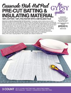 the instructions for how to make an easy quilting mat with scissors and glue on it