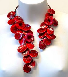 "Ornamental and wonderful Murano  glass necklace made with rigid metal and really beautiful glass red flowers and glass red leaves  made in lampworking techniques. this is very original, special, decorative and different glass necklace  the length is  12,60 inch (32 cm.).            this wonderful glass flowers necklace  is handmade according to the current fashion.  It is a necklace / sculpture suitable for important occasions and social events. ❤  Coupled earrings are also available  ❤  PERFEC Unique Red Glass Necklace, Red Adjustable Flower Necklace, Handmade Glass Flower Pendant Necklaces, Handmade Red Flower Necklace Adjustable, Handmade Red Flower Necklace With Adjustable Fit, Handmade Adjustable Red Flower Necklace, Red Bohemian Flower Pendant Jewelry, Bohemian Red Flower Pendant Jewelry, Red Long Necklace Jewelry For Gifts