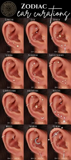 the different types of ear piercings are shown