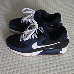 These Are Basically Brand New, I Wore Them Once For A Short Time. These Are A Men's Size 6 Which Is A Women's 8 Black Blue Nike Shoes, Shoes Nike Air, Shoes Nike, Black Blue, Air Max, Nike Air Max, Nike Shoes, Nike Women, Blue Black