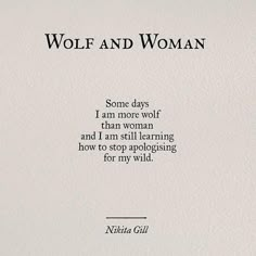 an image of a book with the title wolf and woman written in black on it