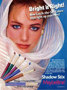 Retro 1983 Maybelline Eye Shadow Print Ad by ecofriendlyfreckles, $10.00 80s Eye Makeup, 1980s Makeup, Vintage Makeup Ads, Maybelline Eyeshadow, 80s Makeup, Beauty Advertising, Makeup Ads, Retro Makeup, Maybelline Makeup