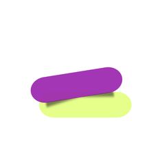 two purple and green objects on a white background