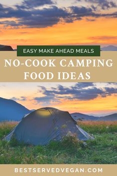 Save time and energy with these no-cook camping meals! These breakfast, lunch, dinner, and snack ideas are all simple, make-ahead camping meals that require no cooking. You can spend more time on the trails enjoying the outdoors and not have to worry if you don't have a campfire. Head to Best Served Vegan for over 15 camping easy camping food options! Easy Camping Food, Camping Food Make Ahead, Oil Free Vegan Recipes, Vegan Instant Pot Recipes, Meals To Make, Vegan Entree, Easy Camping Meals