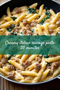 A creamy Italian sausage pasta dish, perfect for a 20-minute dinner featuring flavorful sausages and pasta. Ital Sausage Recipe, Sausage Pasta Recipes Creamy, Italian Sausage Noodle Recipes, Easy Pasta With Sausage, Creamy Pasta With Italian Sausage, Healthy Dinners With Italian Sausage, Ditalini Pasta Recipes Italian Sausage, Italian Sausage Pasta Crockpot, Recipes With Ground Italian Sausage Easy