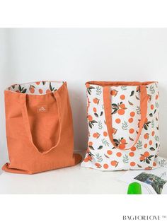 BagForLove - Versatile Double-Sided Canvas Handbag - Ideal for Shopping and Everyday Use Linen Handbags, Tas Bahu, Tote Outfit, Pocket Handbag, Beg Tangan, Linnet, Canvas Shopping Bag, Orange Bag, Bridal Lingerie