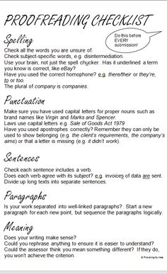 a handwritten checklist with the words proofreading checklist