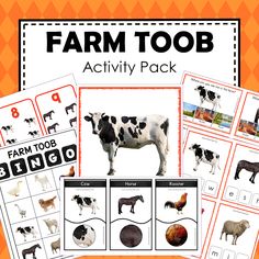 farm totb activity pack with pictures and words