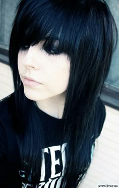 Amber Mccrackin, Emo Bangs, Scene Haircuts, Goth Make Up, Emo Scene Girls, Emo People, Emo Scene Hair, Black Ponytail Hairstyles