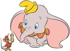 an elephant with a hat on its head and a small mouse in front of it