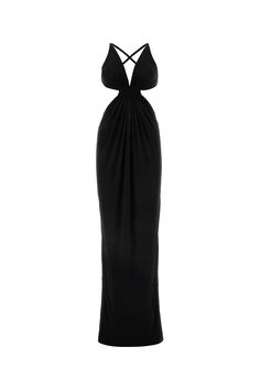 Black Crepe Long Dress from Saint Laurent Black Crepe Dress, Androgynous Fashion, Saint Laurent Paris, The Saint, Crepe Dress, Long Dresses, Dress Codes, Ankle Length, Long Dress