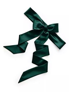 green satin ribbon on white background