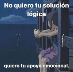 an image of someone looking out the window at another person in the water, with text that reads no quiero tu solucion logica