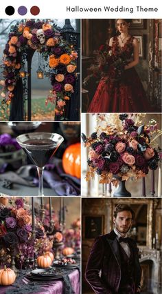 Halloween wedding theme ideas for a spooky, festive vibe. Themed Costumes, Gothic Glamour, Red Wedding Theme, Halloween Themed Wedding, Creative Desserts, Wedding Palette, Unique Halloween, Signature Drinks, Wedding Advice