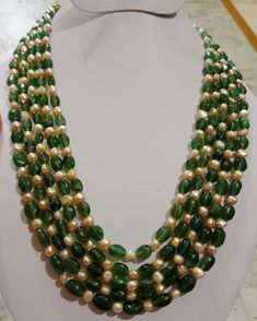 Strawberry Beads, Bridal Sarees South Indian, Hand Work Design, Green Strawberry, Beaded Necklace Designs, Bridal Sarees, Pearl Design, Work Design, Colour Combination