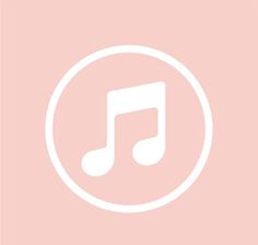 a pink background with a white circle and music note in the middle, on top of it