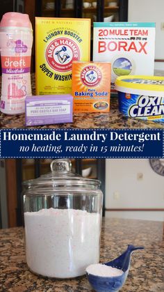 the ingredients for homemade laundry detergent are shown