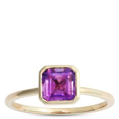 Square Bezel Set Amethyst Ring, 14K Rectangular Amethyst Ring In 14k Gold, Fine Jewelry Purple Birthstone Ring With Bezel Setting, Fine Jewelry Purple Birthstone Bezel Setting Ring, 14k Gold Purple Amethyst Ring With Bezel Setting, Purple 14k Gold Amethyst Bezel Setting Ring, Bezel Set Amethyst Ring In 14k Gold, Pop Of Color, The Band, Amethyst Ring