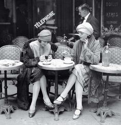 Women Drinking Coffee In A Terrace Of A Cafe, Paris, 1925 Paris 1920s, Willy Ronis, Andre Kertesz, Cafe Terrace, Louise Brooks, Ladies Who Lunch, Robert Doisneau, Josephine Baker, Parisian Cafe