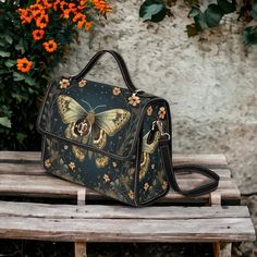 Ditch the ordinary and embrace the enchanting world of whimsigoth with this Moth Handbag Whimsigoth Bag. Cute and dark, it's the perfect canvas satchel for witchy fashionistas who love a sprinkle of cottagecore charm. Pin this now to level up your magical accessories game! Cottagecore Backpack, Dark Elegance, Magical Accessories