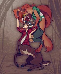 the fox and the girl are hugging each other