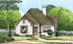 this is an artist's rendering of the front elevation of these european home plans